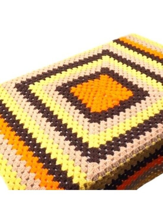 None Other - Vintage Hand Made Crochet Afghan Multi Color Blanket Throw 40" x 40"